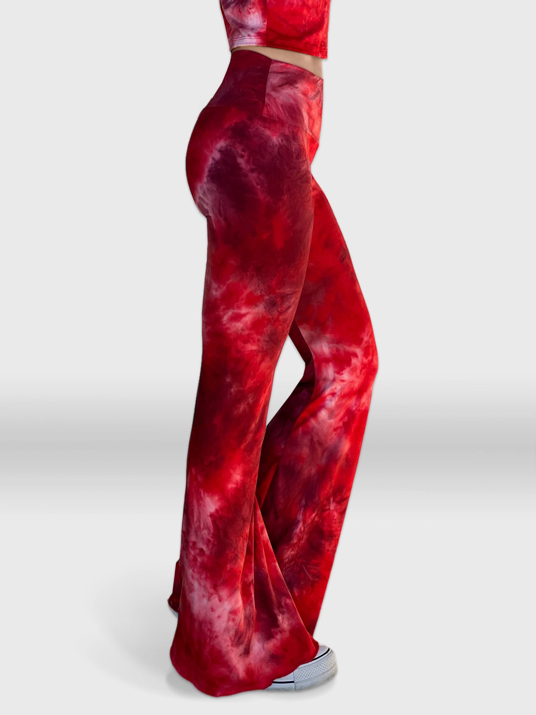 Red Tie Dye Bell Bottom Pants