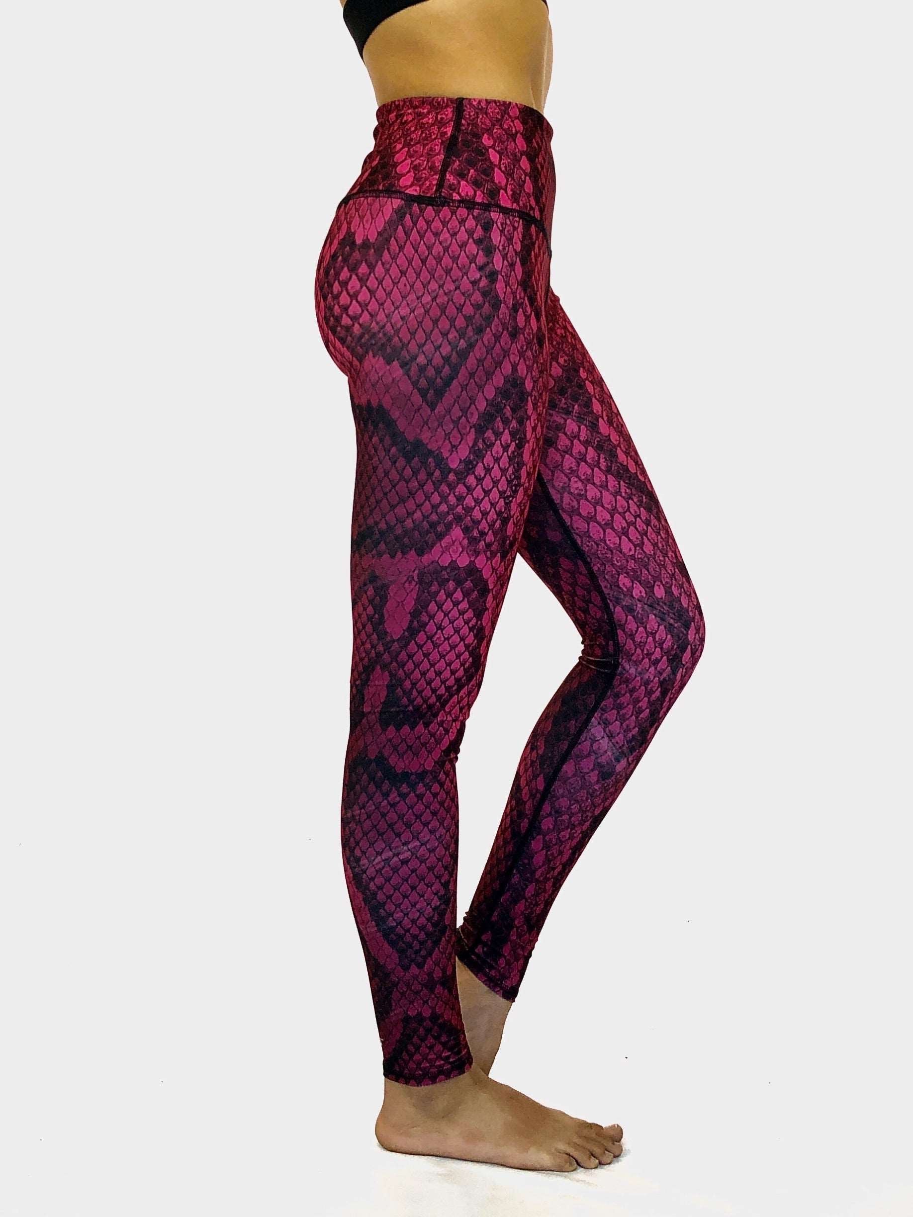 Pink Snake & Camo Feathers Eco-leggings - REVERSIBLE