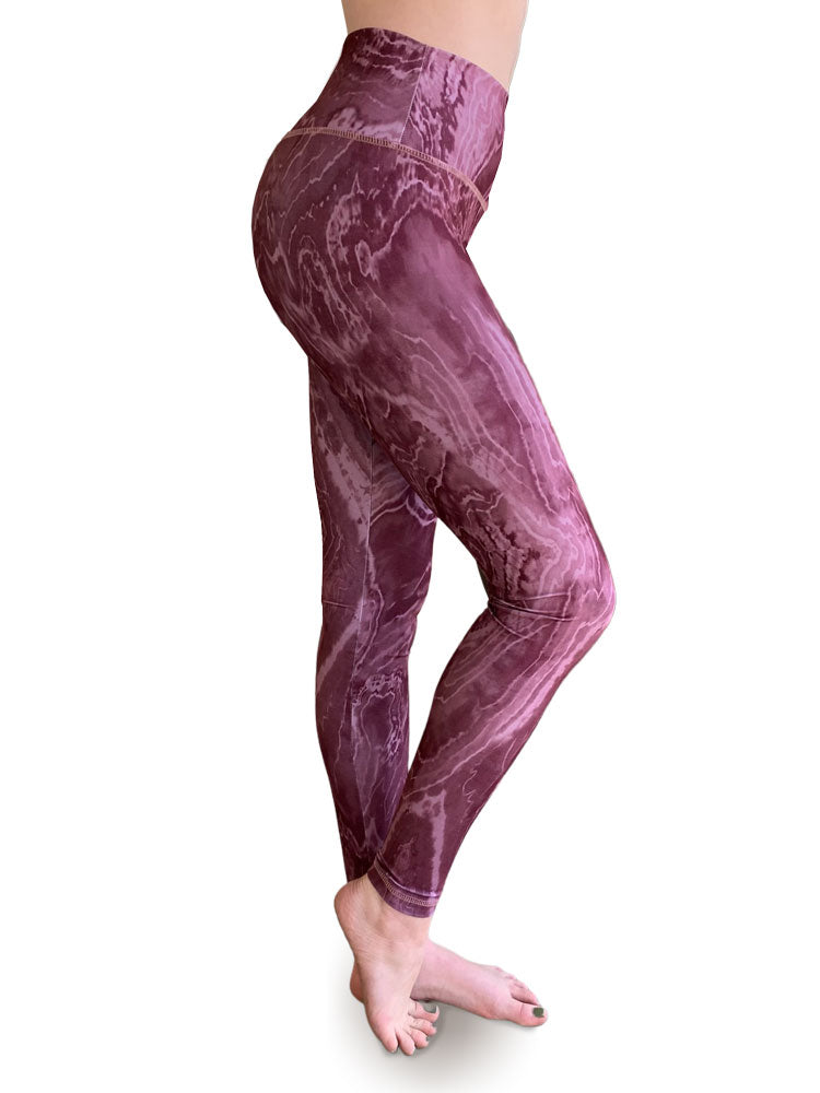 Elegant yoga pants with cutout mesh side panels – Lavender Rose