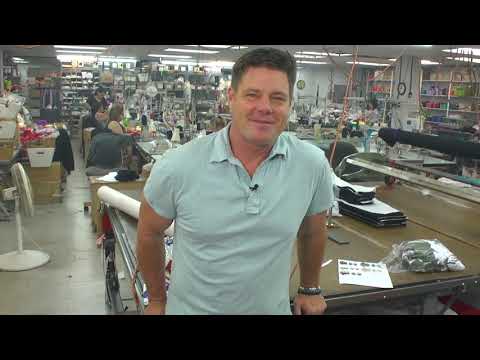 Yoganastix factory-tour preview showing the Phoenix apparel production workshop